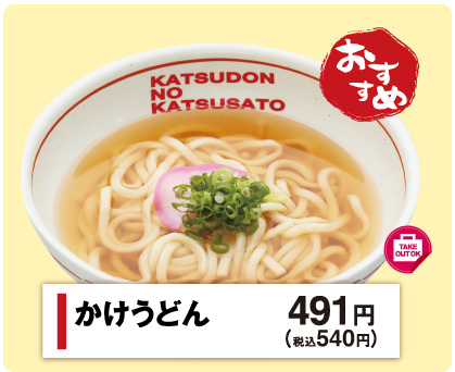 かけうどん491円(税込540円)